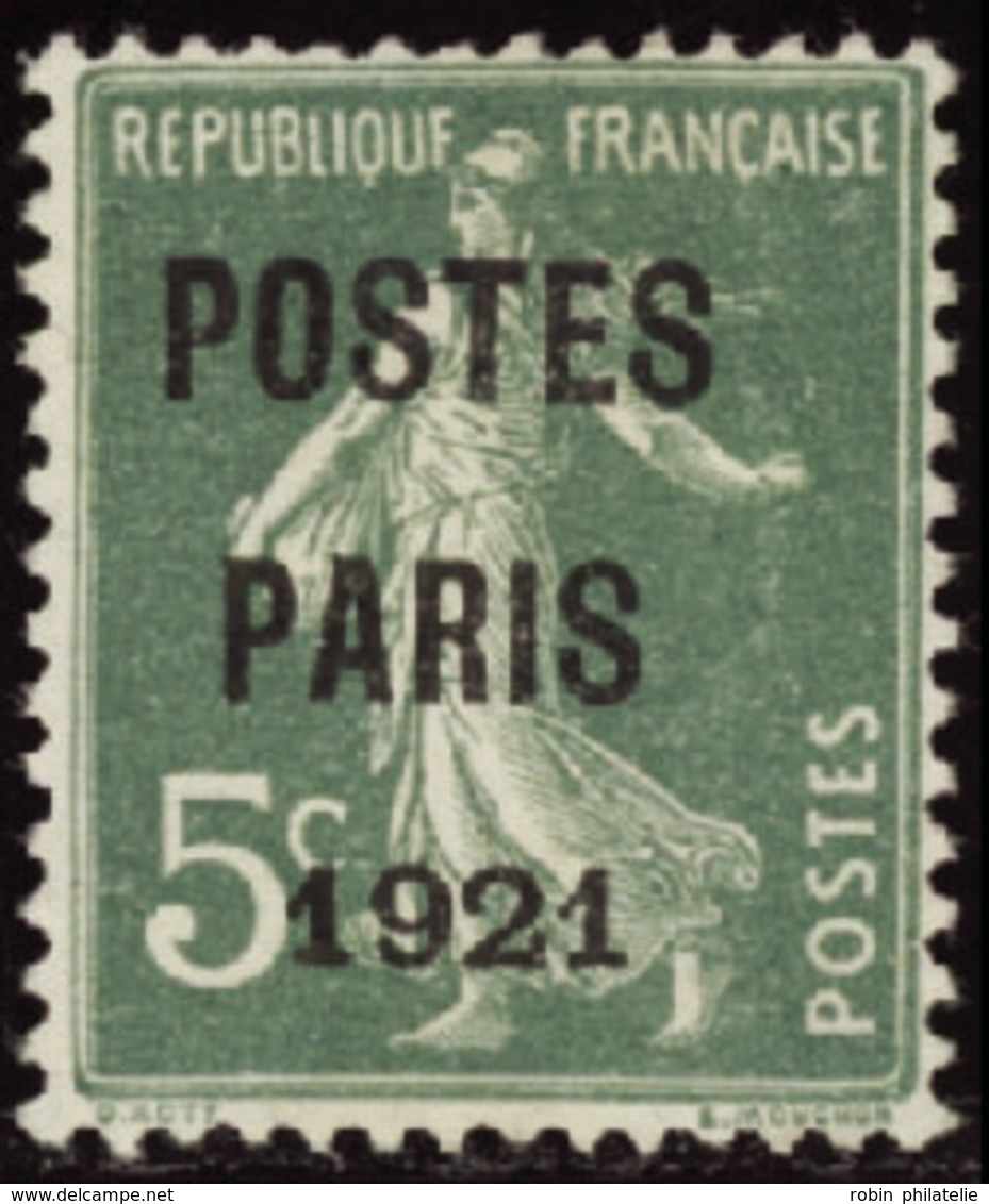 2538 N°26 5c Semeuse Vert "Postes Paris 1921" Qualité:(*) Cote: 85  - Altri & Non Classificati