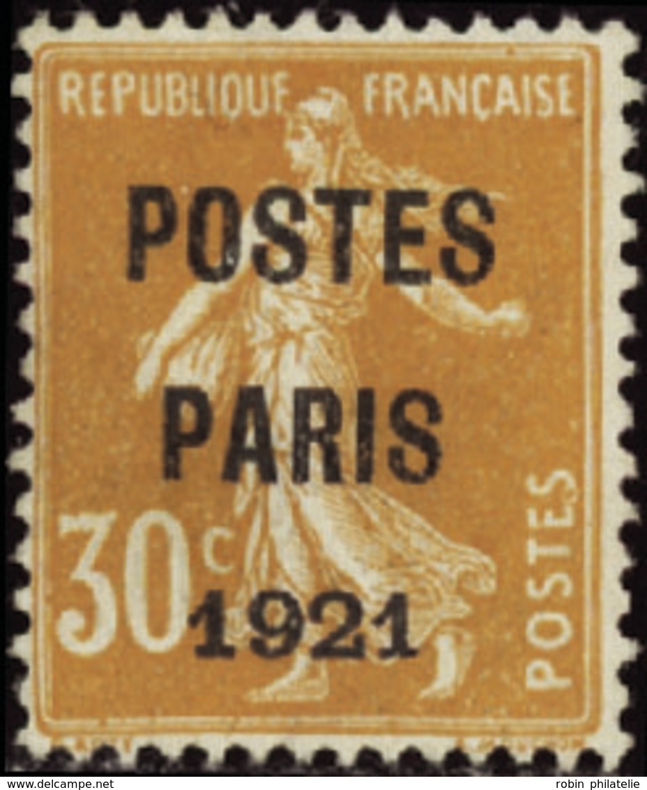 2540 N°29 30c Semeuse Orange "Postes Paris 1921" Qualité:(*) Cote: 80  - Altri & Non Classificati