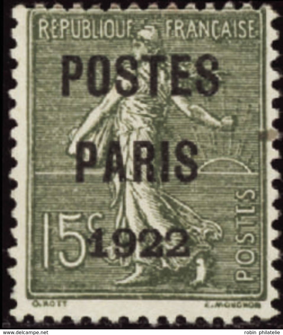 2542 N°31 15c Semeuse Lignée "Postes Paris 1922" Qualité:(*) Cote: 500  - Autres & Non Classés