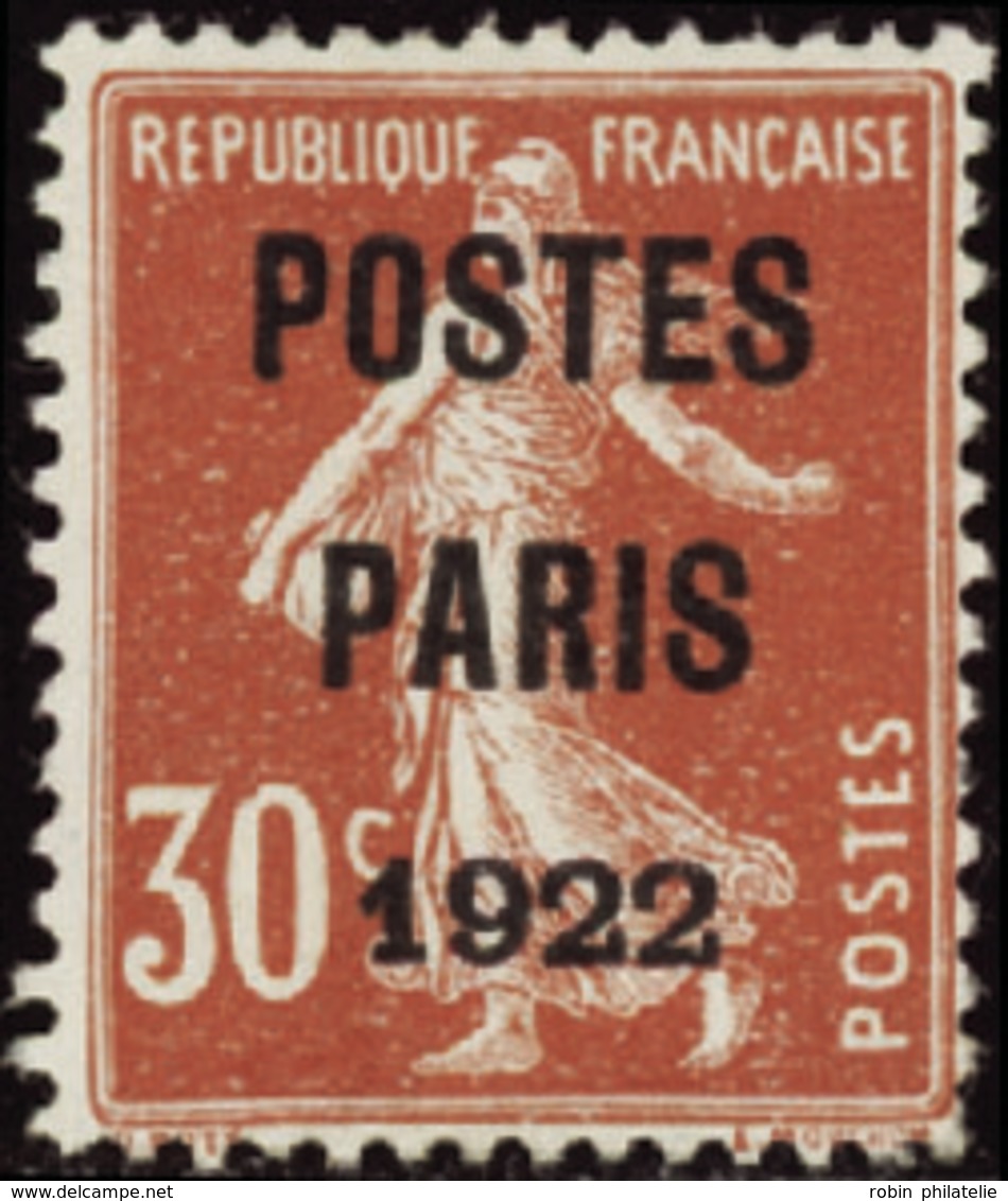 2544 N°32 30c Semeuse Rouge "Postes Paris 1922" Qualité:(*) Cote: 200  - Altri & Non Classificati