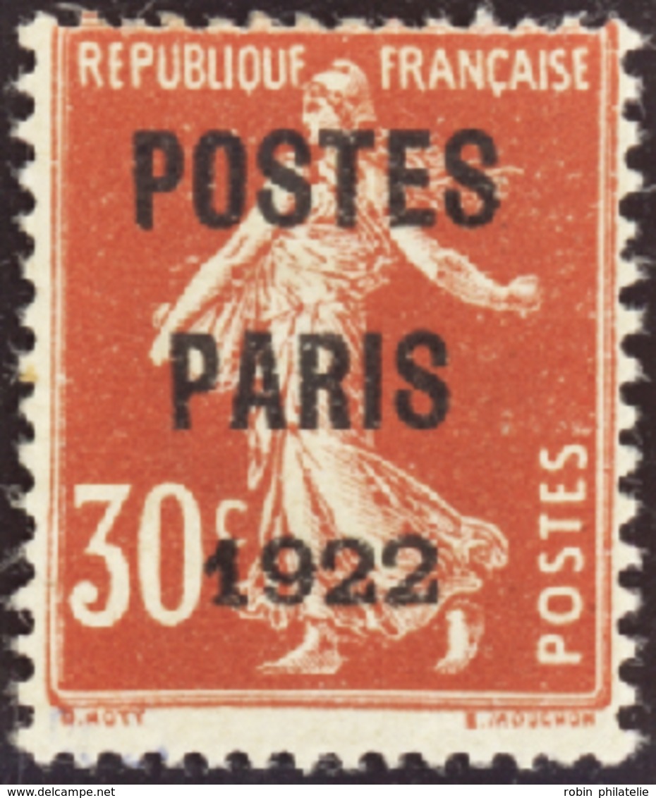 2545 N°32 30c Semeuse Rouge "Postes Paris 1922" Qualité:* Cote: 750  - Autres & Non Classés