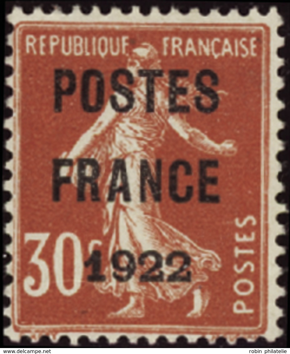 2549 N°38 30c Semeuse Rouge "Postes France 1922" Qualité:(*) Cote: 875  - Altri & Non Classificati