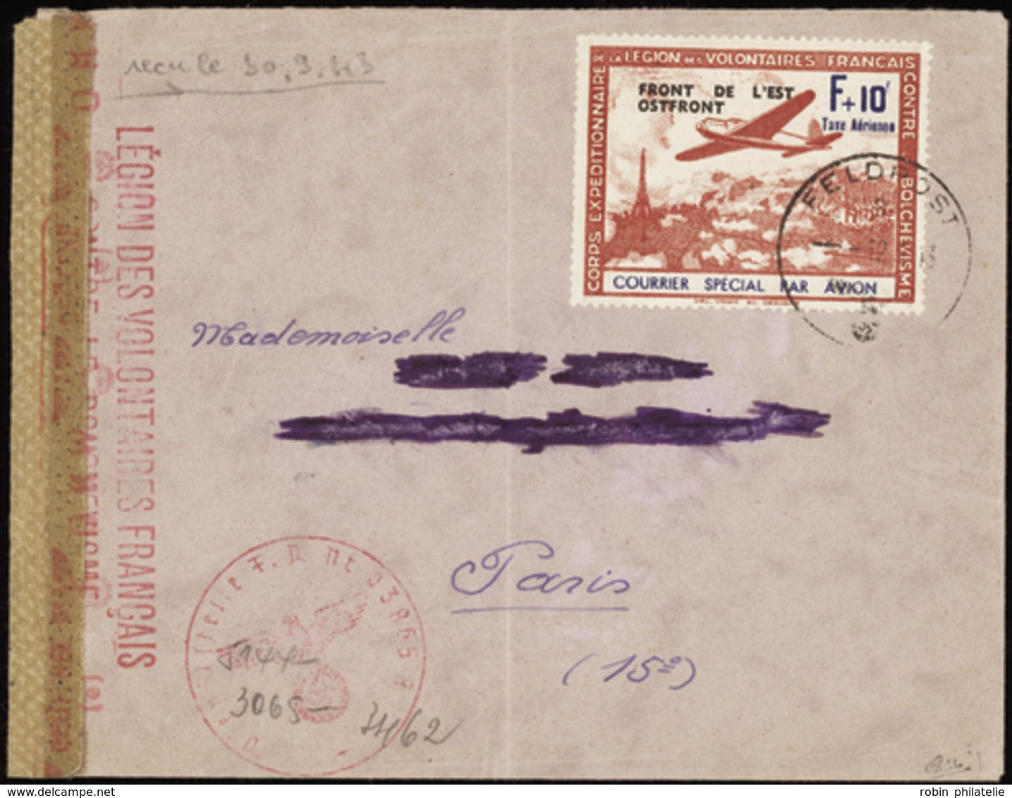 2857 N°5 F+10f Sur Lettre Qualité:OBL Cote: 775  - War Stamps