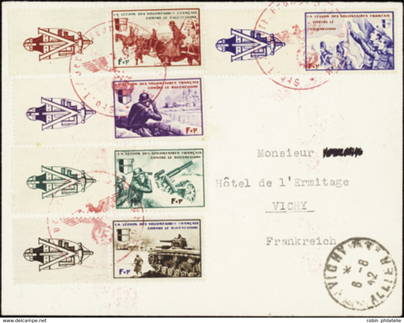 2858 N°6 /10  5 Valeurs Sur Lettre Qualité:OBL Cote: 450  - Guerre (timbres De)