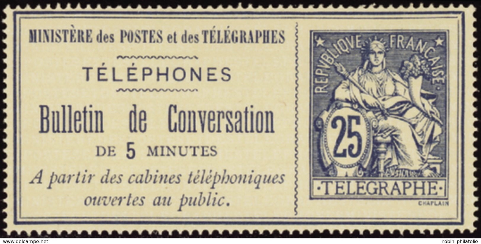 2871 N°3 25c Bleu Sur Chamois Qualité: Cote: 275  - Télégraphes Et Téléphones