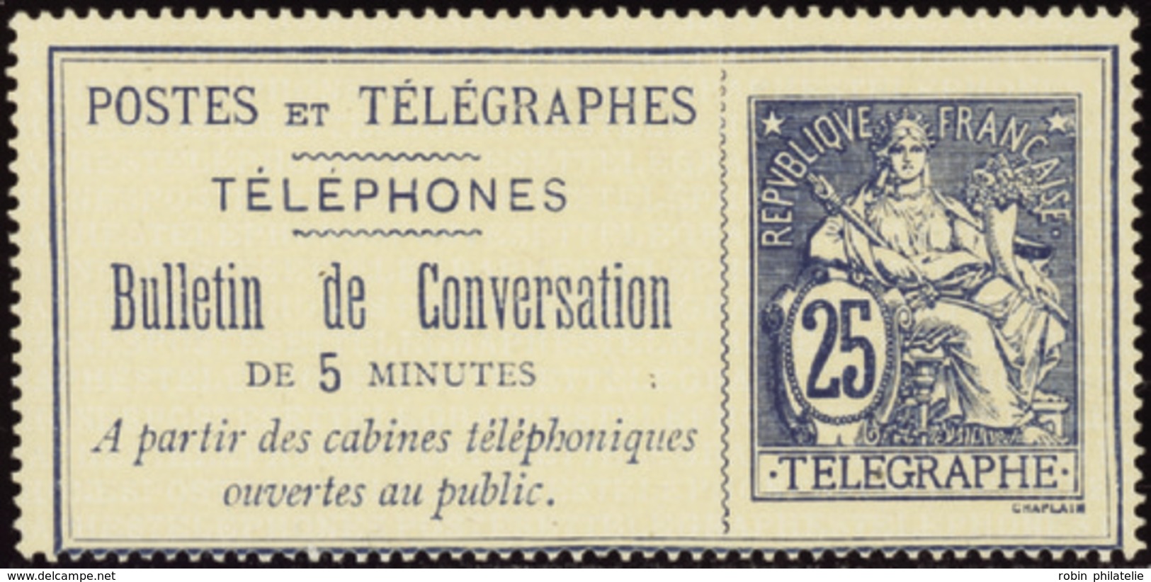 2873 N°7 25c Bleu Sur Chamois Qualité: Cote: 325  - Telegrafi E Telefoni