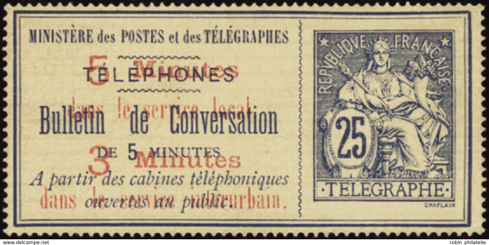 2876 N°12 25c Bleu Sur Chamois Qualité: Cote: 3000  - Télégraphes Et Téléphones