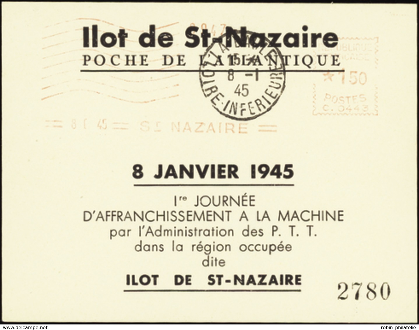 2962 Saint-Nazaire Bloc N°10  1ère Journée D'affranchissement Qualité:OBL Cote: 170  - Libération