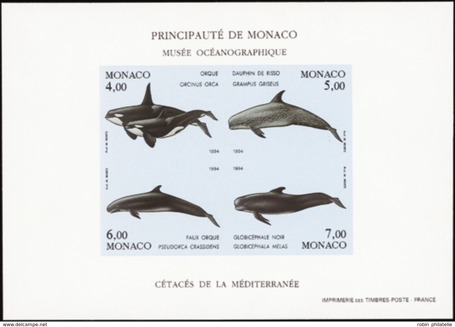 3121 N°64 A Cétacés De La Méditerrannée Non Dentelé Qualité:** Cote: 190  - Autres & Non Classés