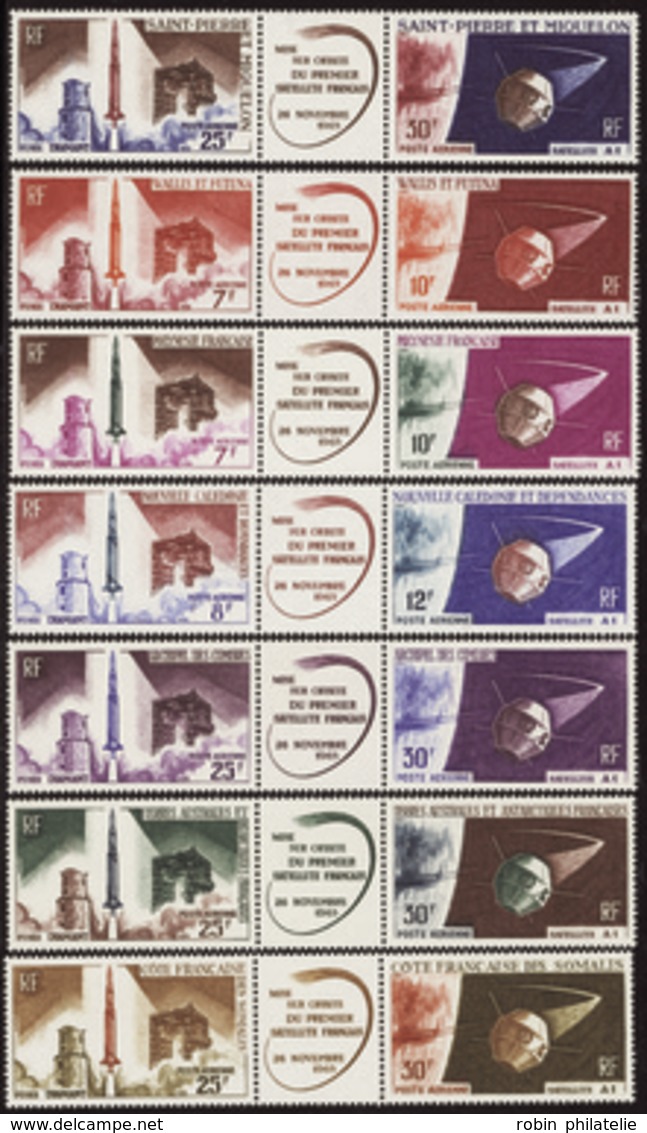 3206 N°1966 1er Satellite Français 7 Triptyques Qualité:** Cote: 117  - Autres & Non Classés