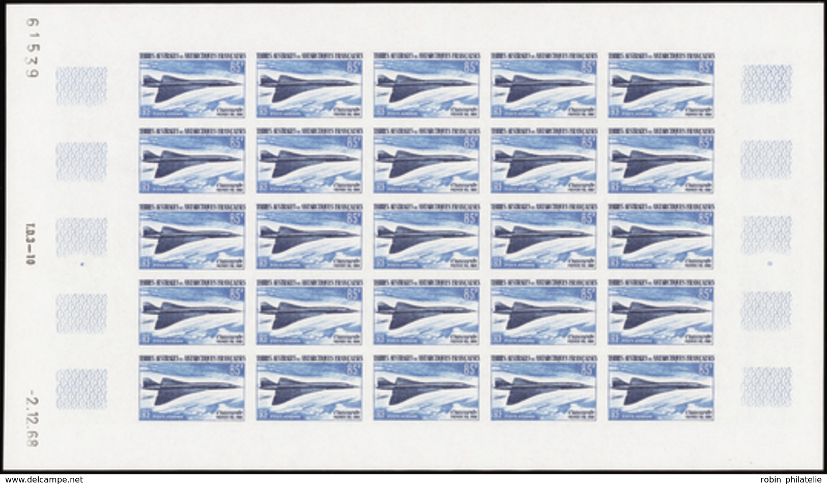3210 N°1969 Concorde 7 Valeurs Non Dentelées En Feuilles De 25t Qualité:** Cote: 17000  - Altri & Non Classificati