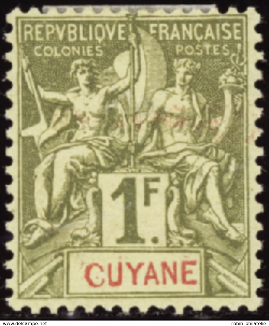 3497 N°42 1f Olive "Cuyane" Au Lieu De "Guyane" (aminci) Qualité:* Cote: .....  - Autres & Non Classés