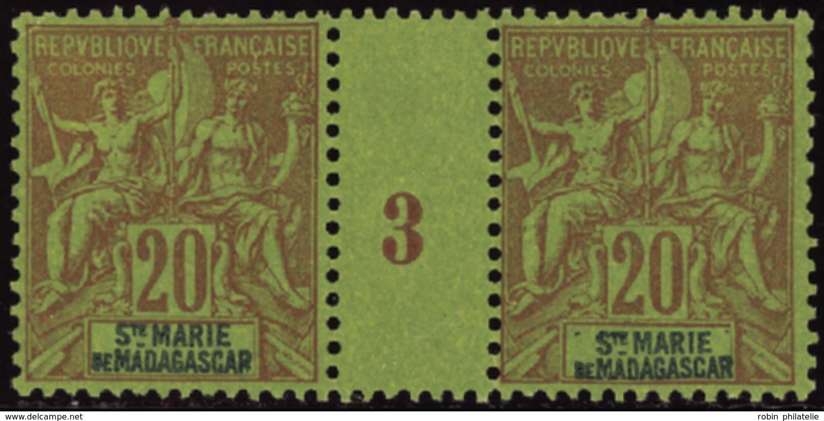 3908 N°7 20c Brique Sur Vert Millésime 3 Qualité:(*) Cote: 325  - Andere & Zonder Classificatie