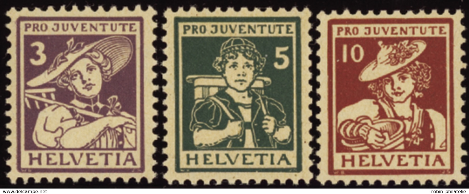 4401 N°151 /153 Projuventute 1916  3 Valeurs Qualité:** Cote: 190  - Altri & Non Classificati