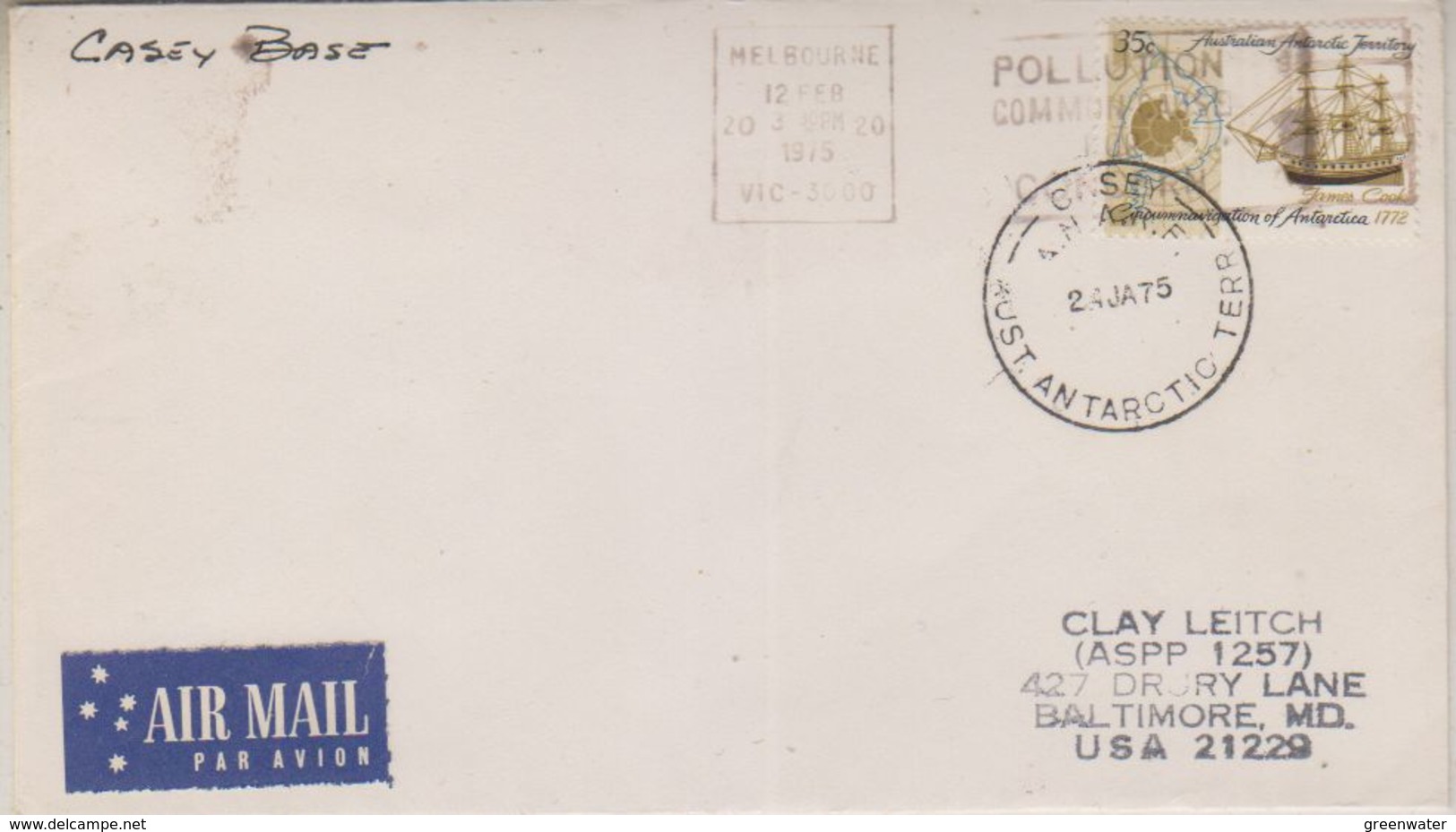 AAT Casey Ca 24 Ja 75 Cover (38414) - Lettres & Documents