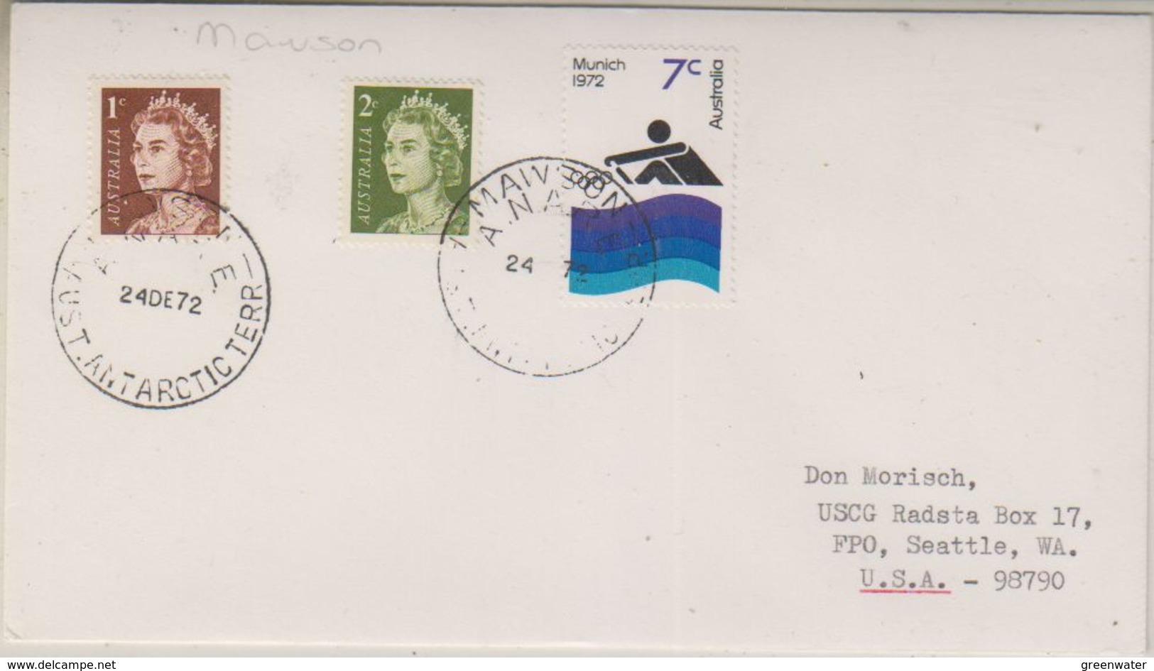 AAT Mawson Ca 24 De 72 Cover (38418) - Brieven En Documenten