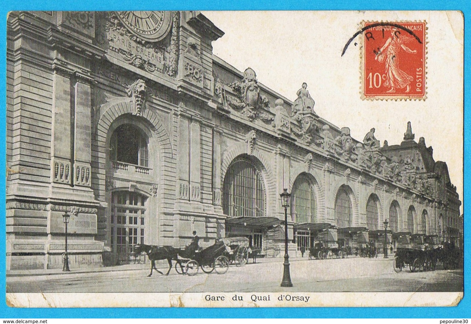 ** GARE DU QUAI D'ORSAY (Paris) ATTELAGES EN ATTENTE ** 1908 ** . // ANIMÉE - Gares - Sans Trains