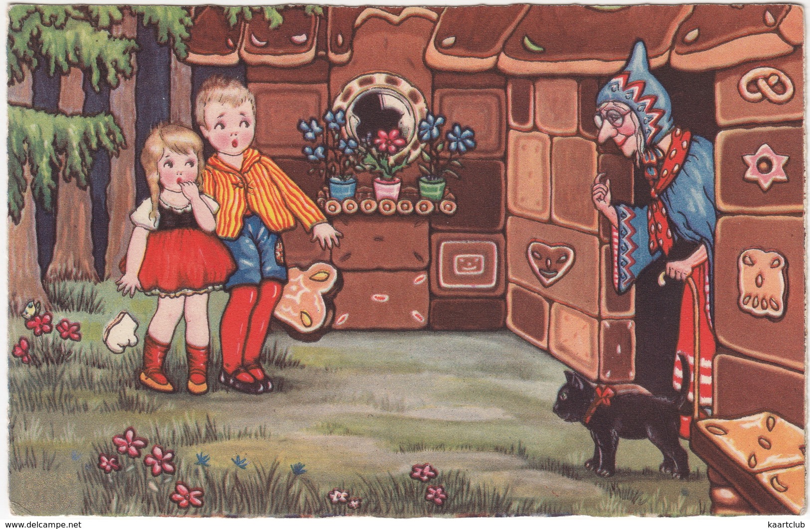 Neuzen: Hans En Grietje, Heks, Zwarte Kat - Pannekoekhuisje- (Holland, 1933) - AMAG 0347 - Humorkaarten