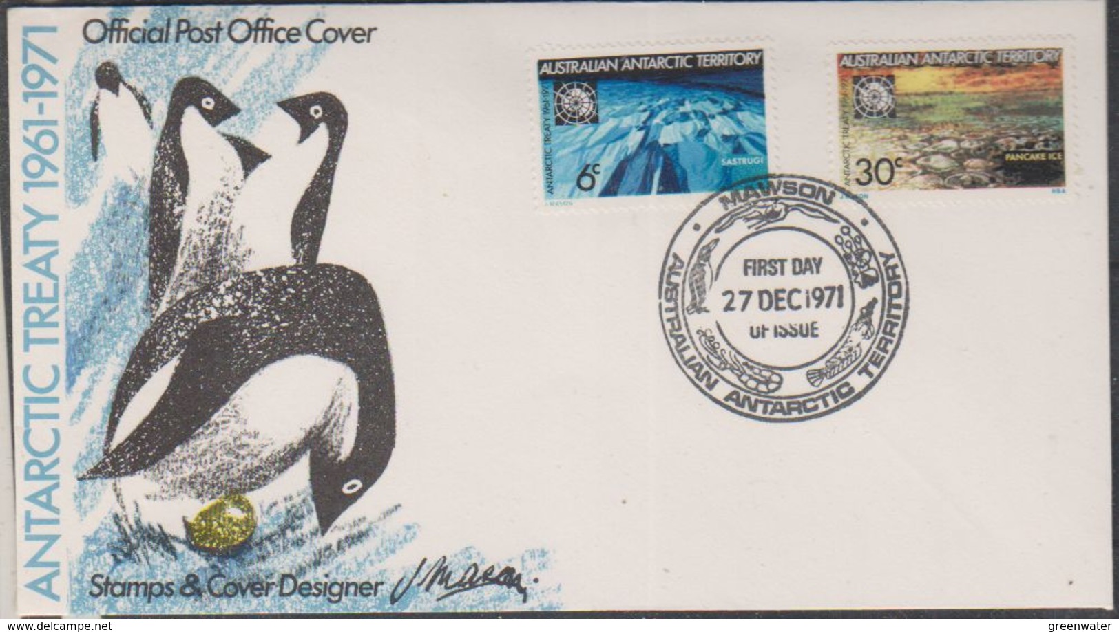 AAT 1971 Antarctic Treaty 2v On FDC Mawson Ca 27 Dec 1971 (38427) - FDC