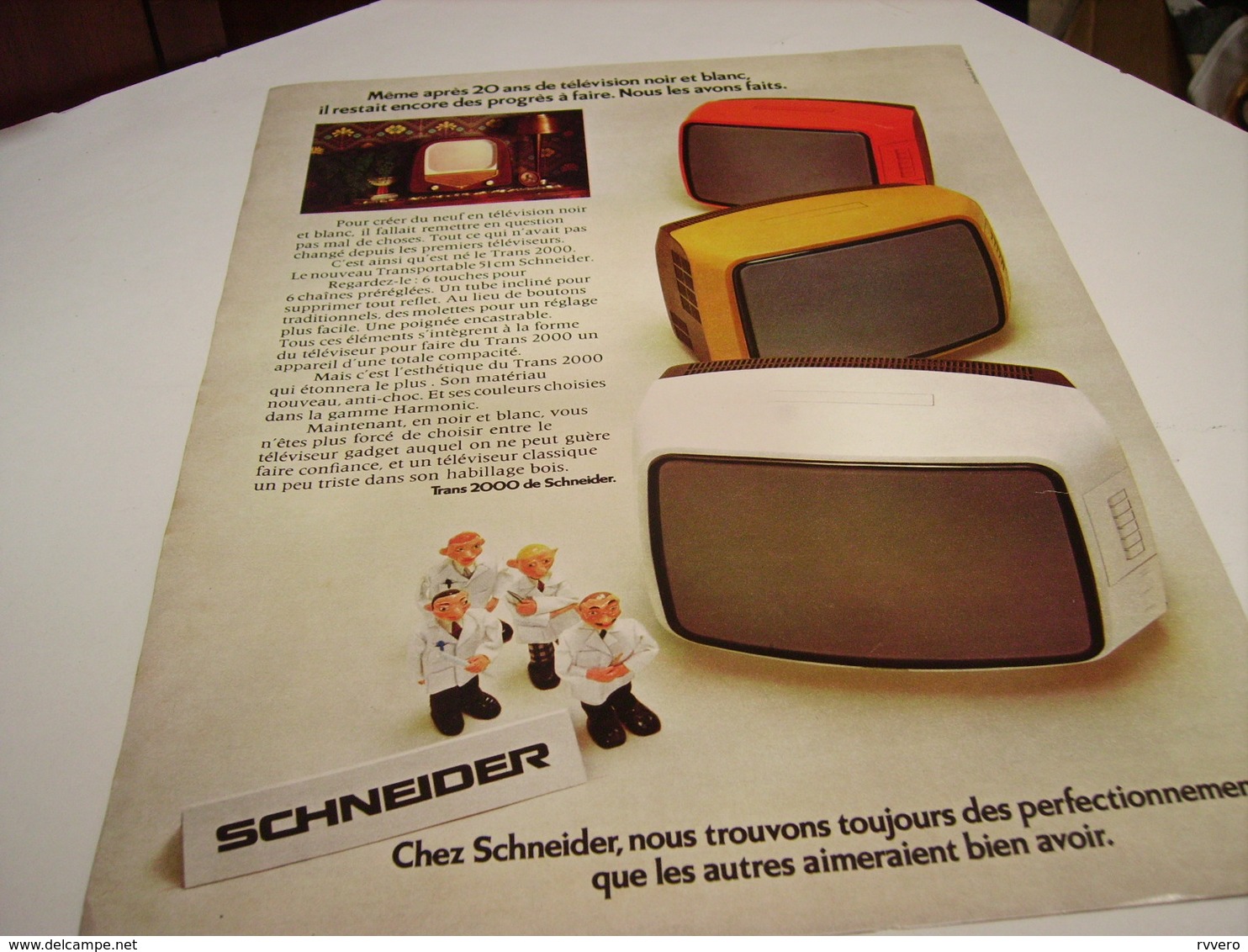 ANCIENNE   PUBLICITE APRES 20 ANS DE NOIR ET BLANC TELEVISION SCHNEIDER 1974 - Televisie