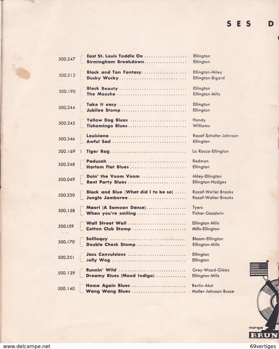 DUKE ELLINGTON Et Son Fameux Orchestre, Fascicule Editions Musicales Brunswick, 8 Pages D'illustrations - Autres & Non Classés