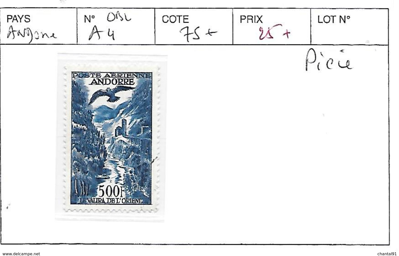 ANDORRE FRANCAIS N° A 4 OBL COTE : 75 € - Used Stamps