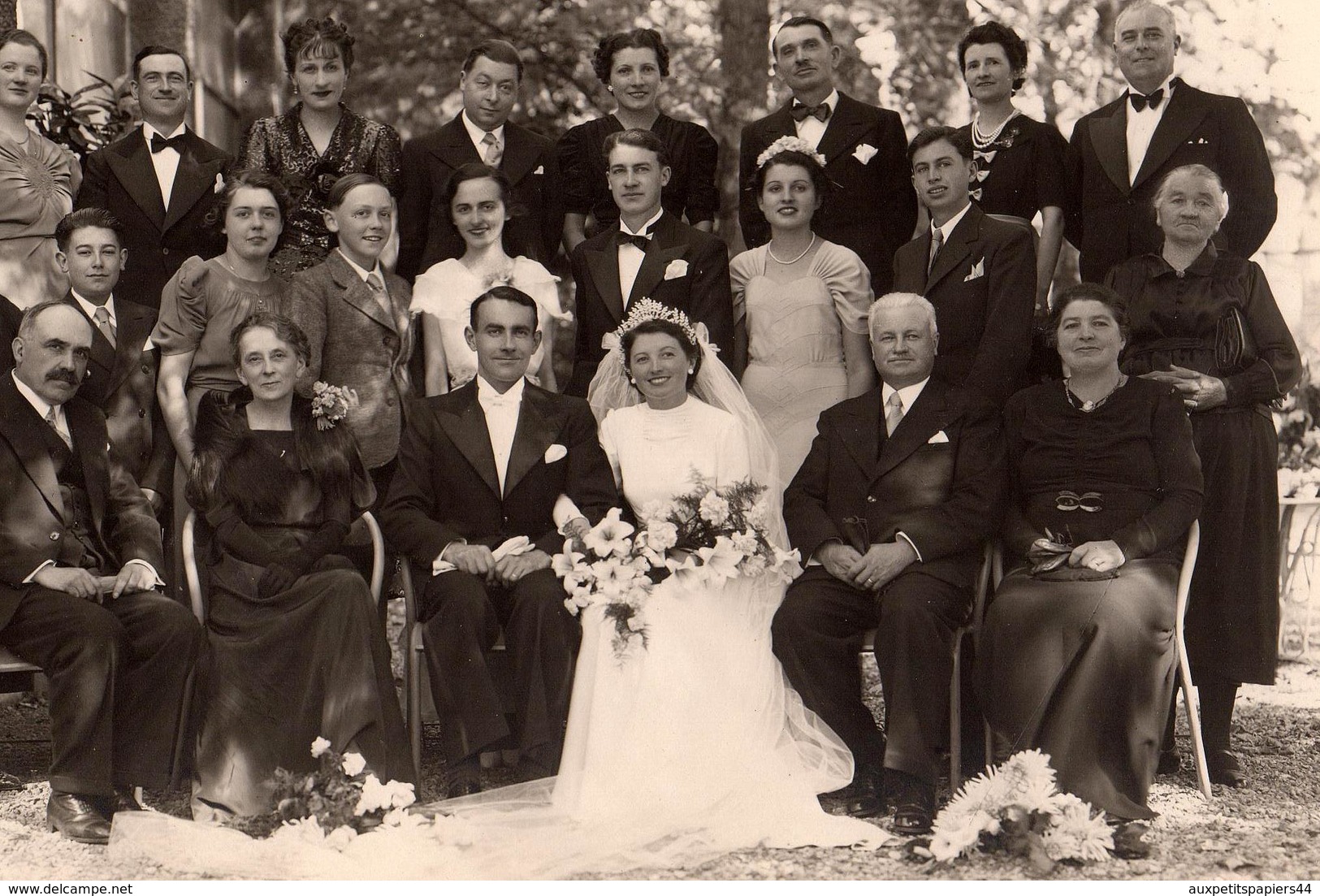 Grande Photo Originale Mariage & Mariés Lire Guy & Gilberte 1938, Hauts-de-Seine à Montrouge (92120) - Photo Araxes - Persone Identificate