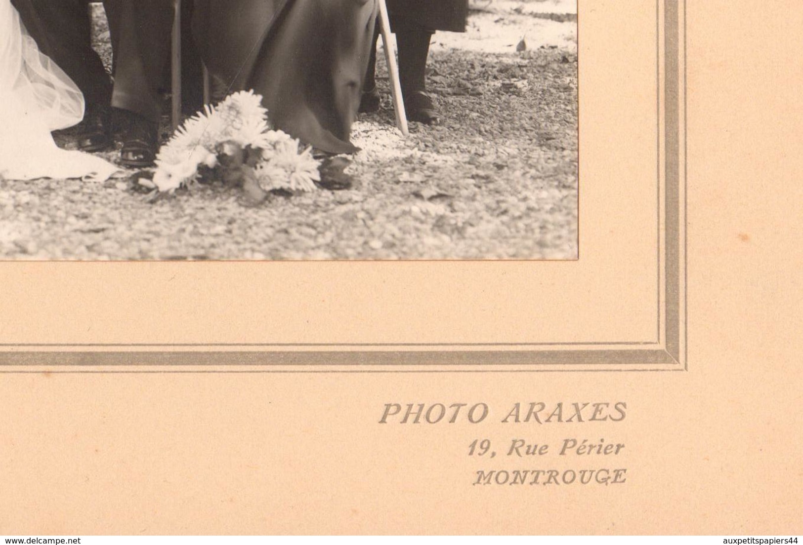 Grande Photo Originale Mariage & Mariés Lire Guy & Gilberte 1938, Hauts-de-Seine à Montrouge (92120) - Photo Araxes - Persone Identificate