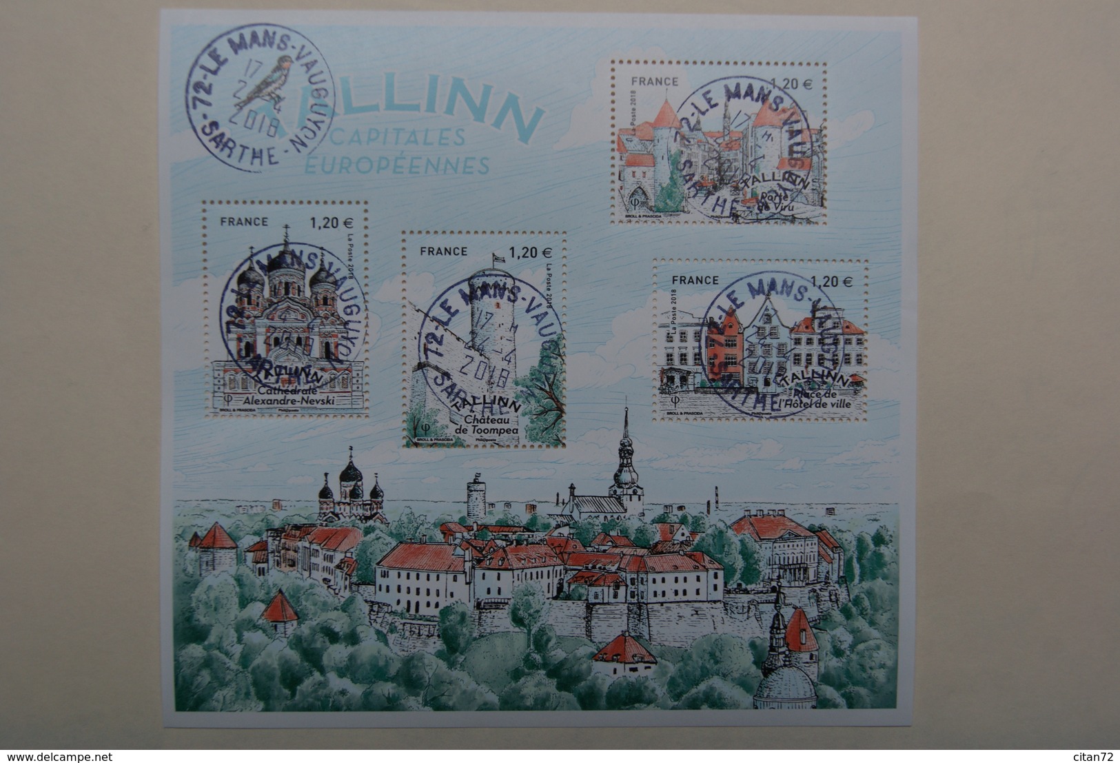 FRANCE 2018   FEUILLET  TALLIN  Capitales Europeennes   Beaux  Cachets  Ronds Sur TN - Used Stamps