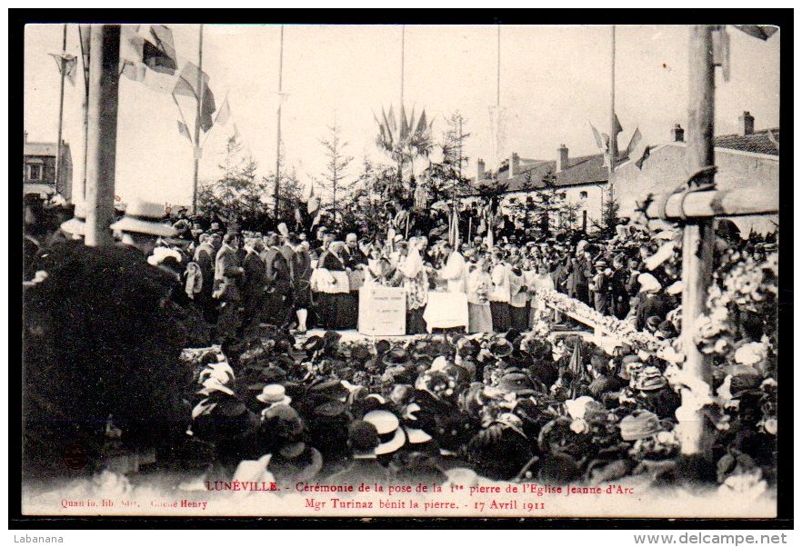 54-Lunéville, Cérémonie De La Pose De La 1ere Pierre De L'église Jeanne D'Arc, Mgr Turinaz Bénit La Pierre - Luneville