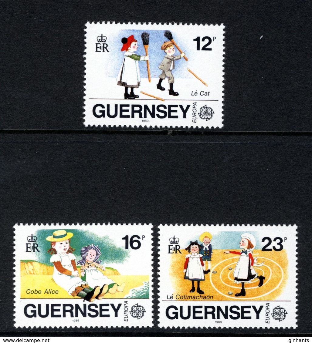 GUERNSEY - 1989 EUROPA CHILDREN'S TOYS & GAMES SET (3V) SG 451-453 FINE MNH ** - 1989