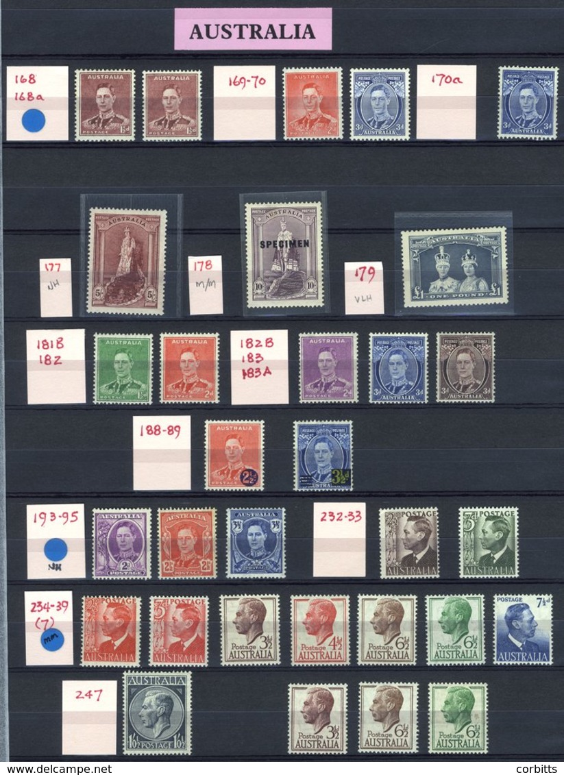 BRITISH COMMONWEALTH KGVI M Range Incl. Aden Dhow Set To 1r (1r Has Tone Spots), 1939 Defin Set, 1937 Coronation & 1946  - Other & Unclassified