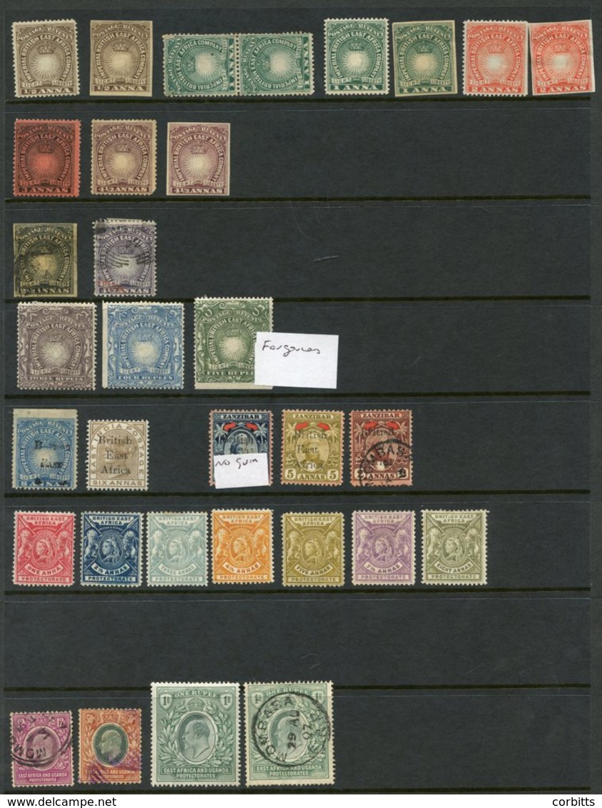 BRITISH AFRICA M & U Range Of 96 Stamps On Hagner Leaves Incl. B.E.A 1896 To 8a M, 1903-04 1r M (crease), Another FU. EA - Altri & Non Classificati