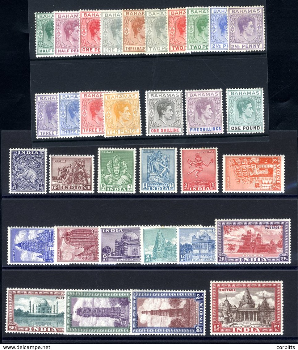 BRITISH COMMONWEALTH KGVI Defin Sets Comprising Bahamas 1938-52 Set, SG.149/157, India 1949 Pictorial Set, SG.309/324. ( - Other & Unclassified