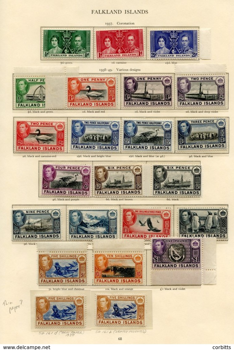 FALKLAND ISLANDS 1937 Coronation Set UM, 1938-49 Defin Set (lightly Toned Gum), Also Extra 5s Shades SG.161d & 161b (bot - Altri & Non Classificati