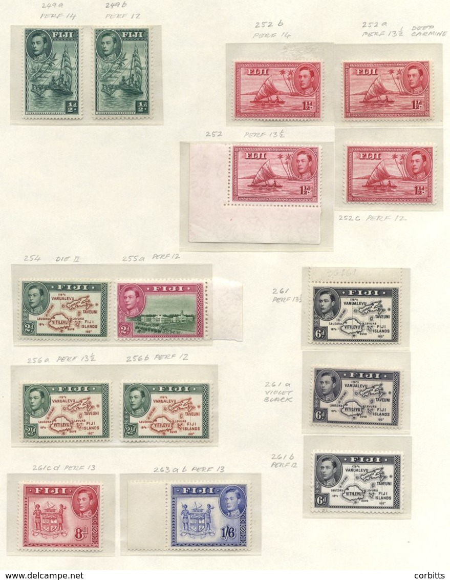 FIJI 1937 Coronation, 1938-55 Set UM, Plus Several Perf Variations - Some Light Toning Present, 1949 UPU Etc. (43) Cat.  - Other & Unclassified