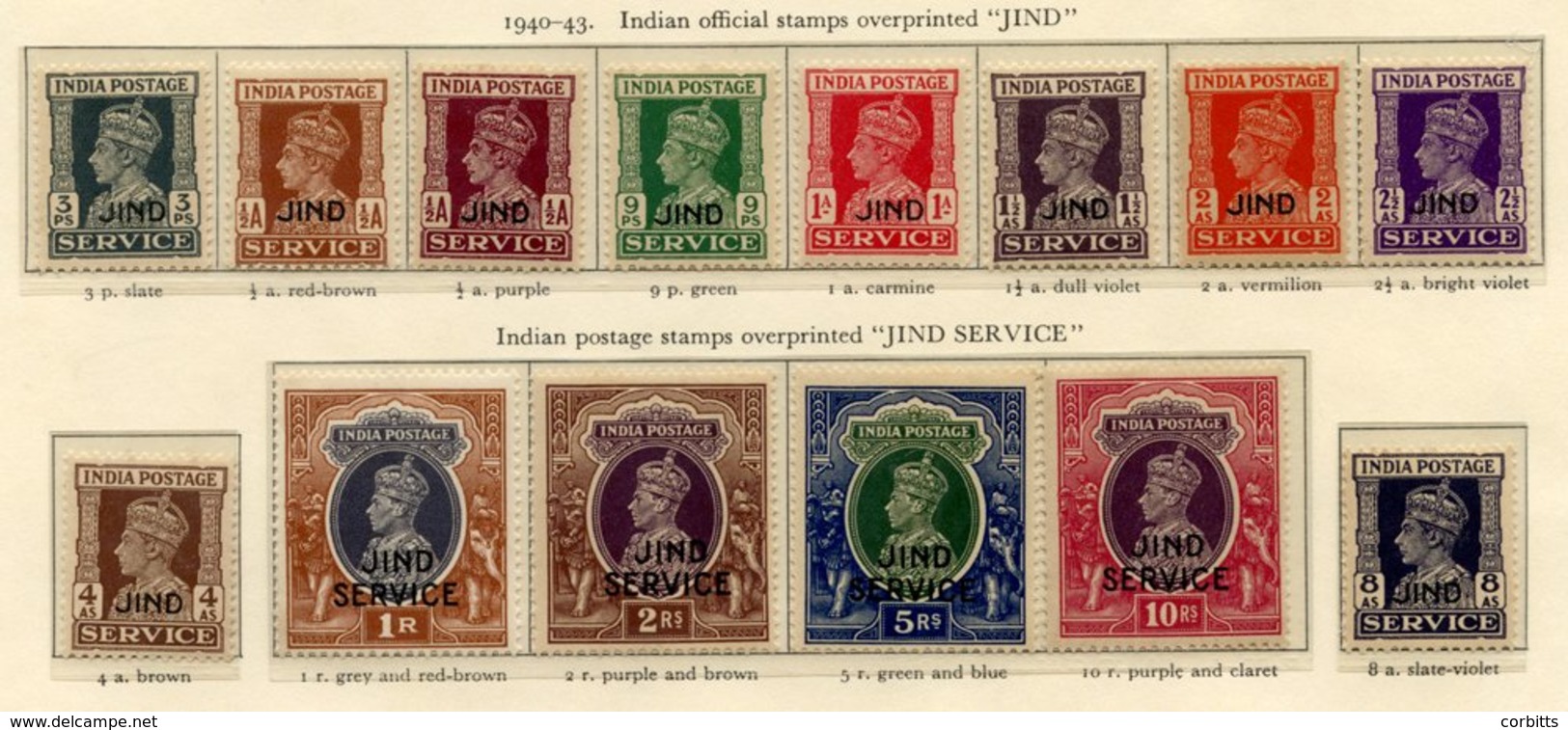 JIND 1939-43 OFFICIAL Set UM (some Gum Toning), SG.O73/86. Cat. £350 - Other & Unclassified