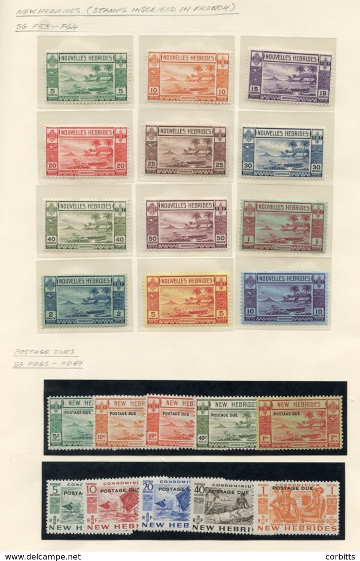 NEW HEBRIDES 1938 Defin Set UM, 1949 UPU UM, 1938 & 1953 Postage Due Sets UM, French 1938 Set UM (odd Minor Tone). Cat.  - Altri & Non Classificati