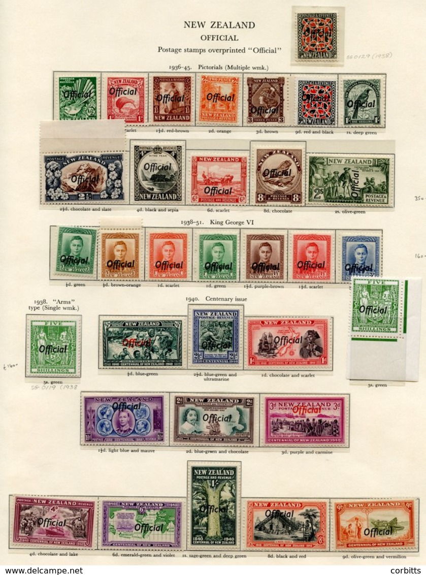 NEW ZEALAND 1937-51 UM Collection Incl. 1940 Centenary Set, Highlights Are The Officials Incl. 1936-45 Set Of Fourteen,  - Other & Unclassified