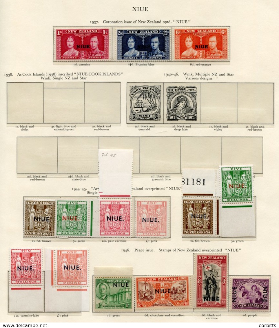 NIUE 1937 Coronation Set UM, 1941 Postal Fiscal Set UM (10s Marginal) - Toned Gum, SG.79/82, 1944-54 Postal Fiscal Set U - Autres & Non Classés