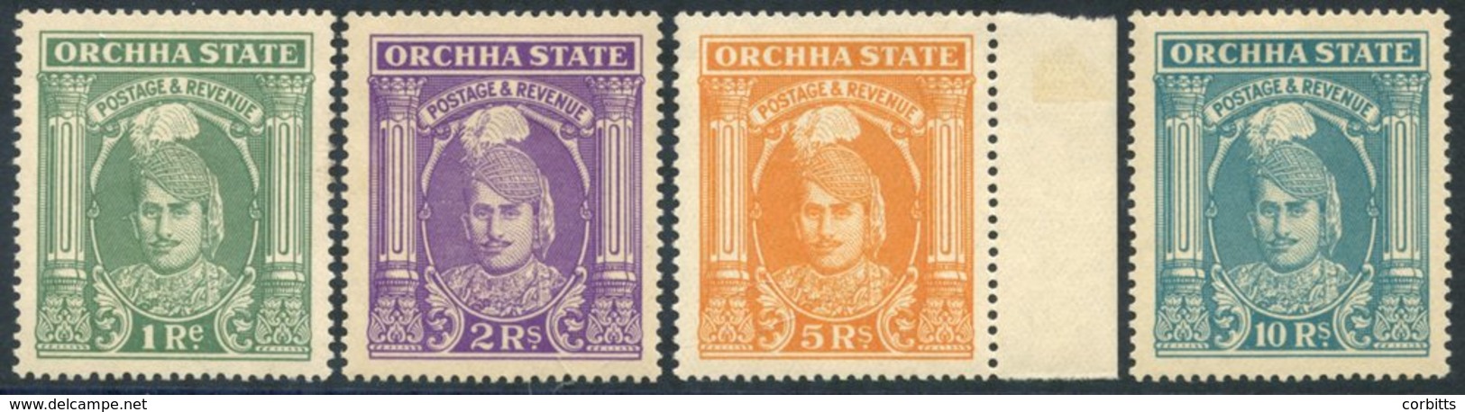 ORCHHA 1939-42 1r, 2r & 5r (marginal) UM (minor Gum Disturbance) & 10r M, SG.42/45. (4) Cat. £1800 - Altri & Non Classificati