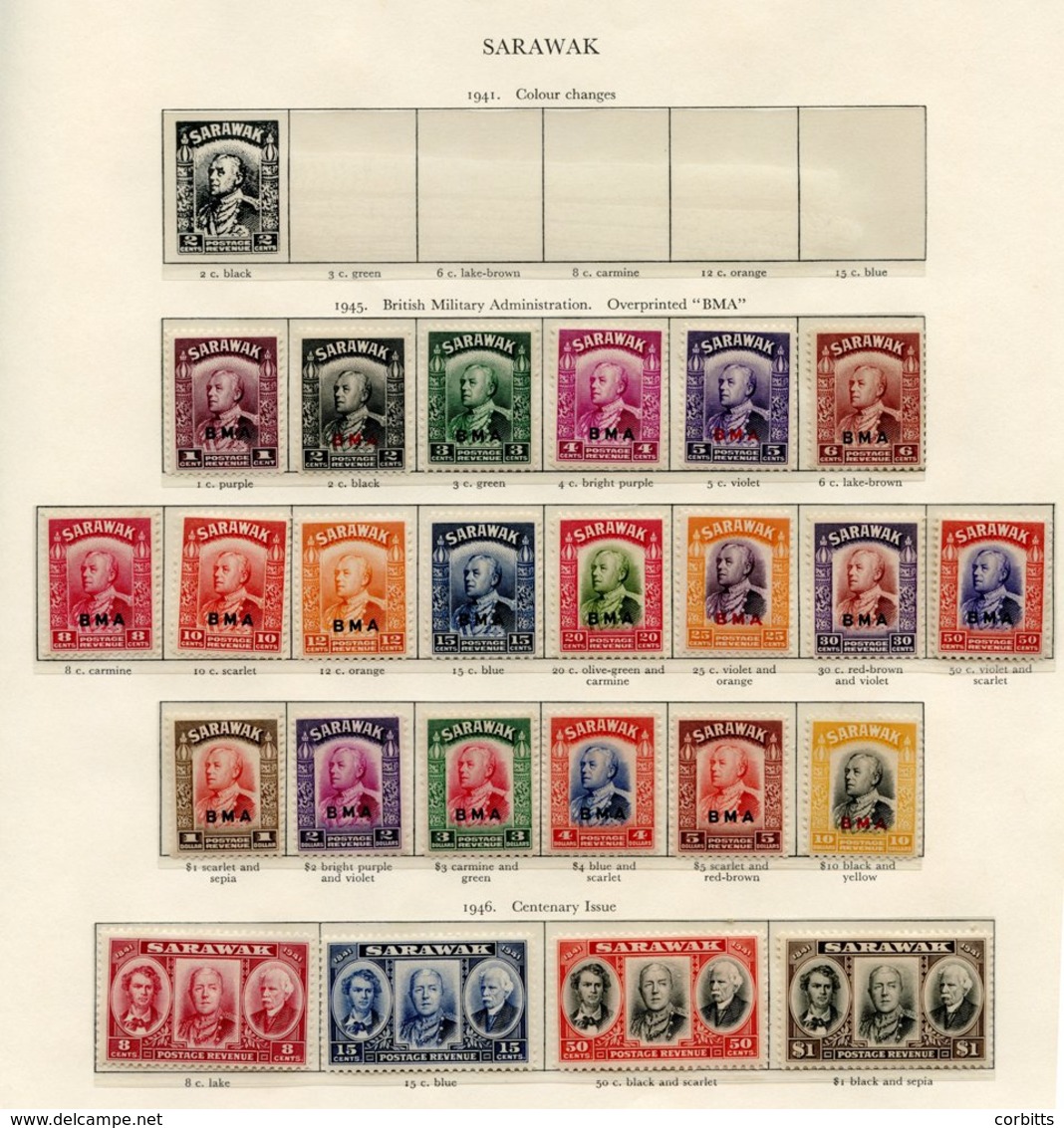 SARAWAK 1945-50 Complete Incl. 1945 BMA Set M, 1946 Centenary Set UM, 1947 Crown Colony Set UM, 1948 Wedding UM, 1950 Se - Other & Unclassified