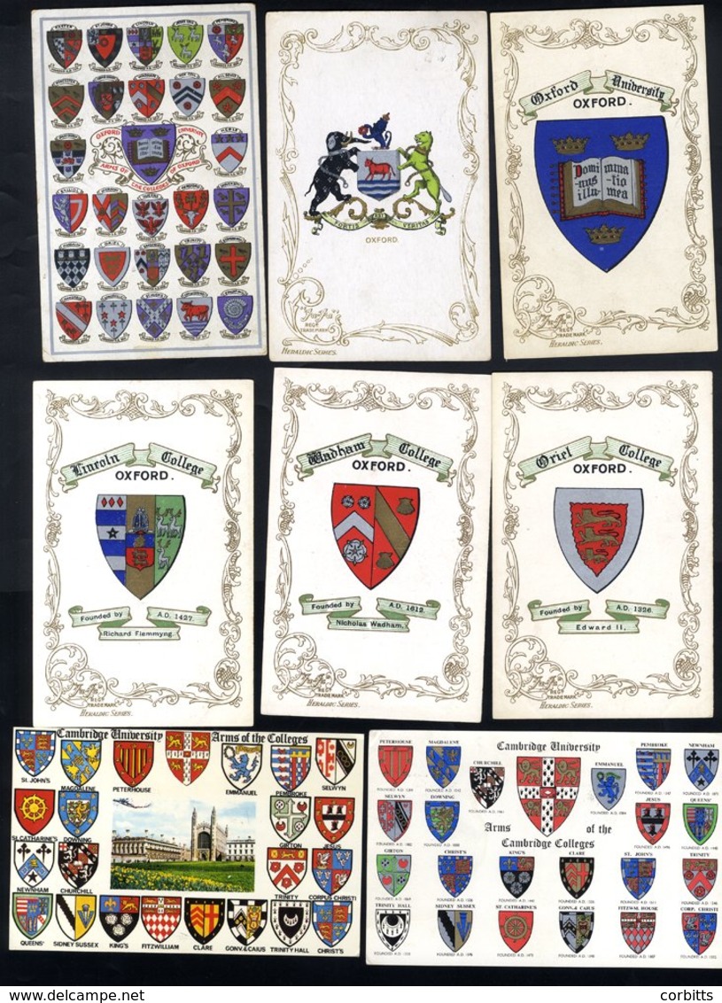 HERALDIC SERIES C1905 Collection Of M & U Cards Each Showing Coats Of Arms Incl. Oxford Colleges, Cambridge Colleges, Va - Unclassified