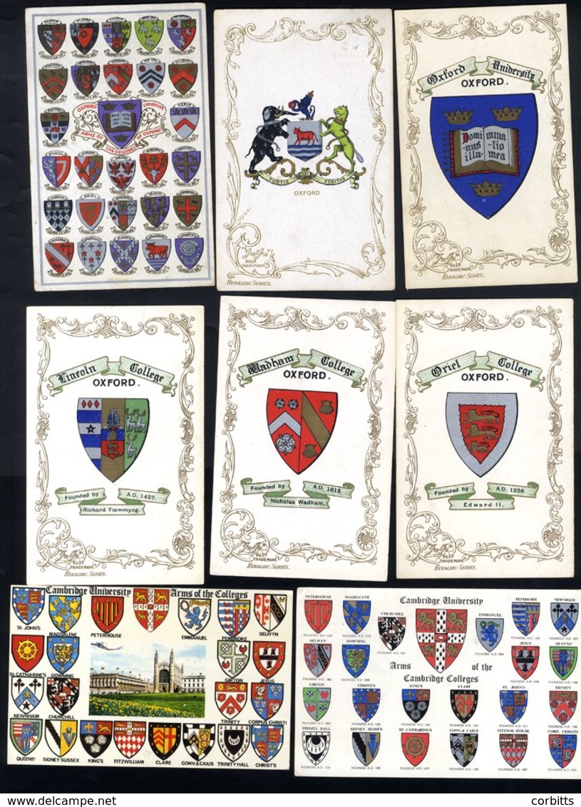 HERALDIC SERIES C1905 Collection Of M & U Cards Each Showing Coats Of Arms Incl. Oxford Colleges, Cambridge Colleges, Va - Non Classificati