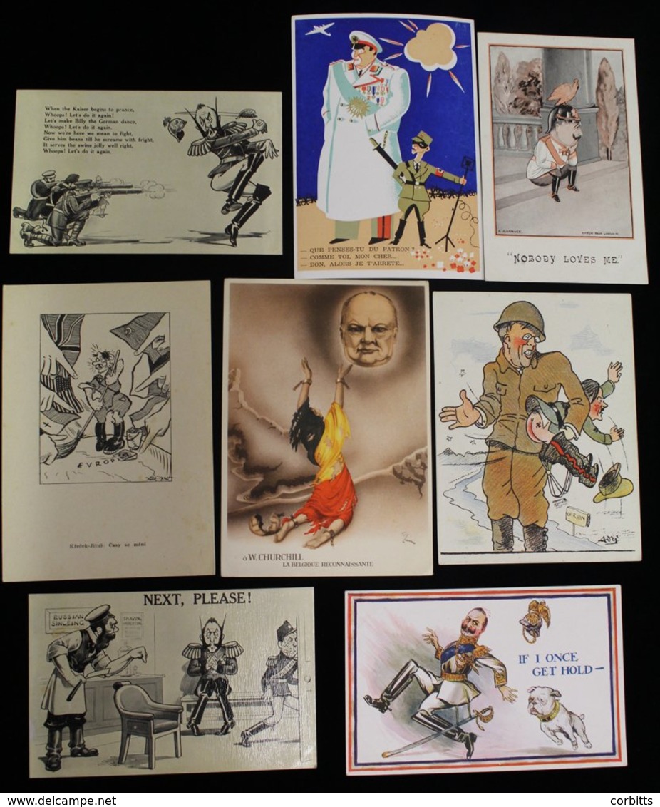 ANTI-GERMAN WARTIME Propaganda Cards, Mainly British Issued, Also Incl. Belgian, French Etc, All Different Striking Imag - Altri & Non Classificati