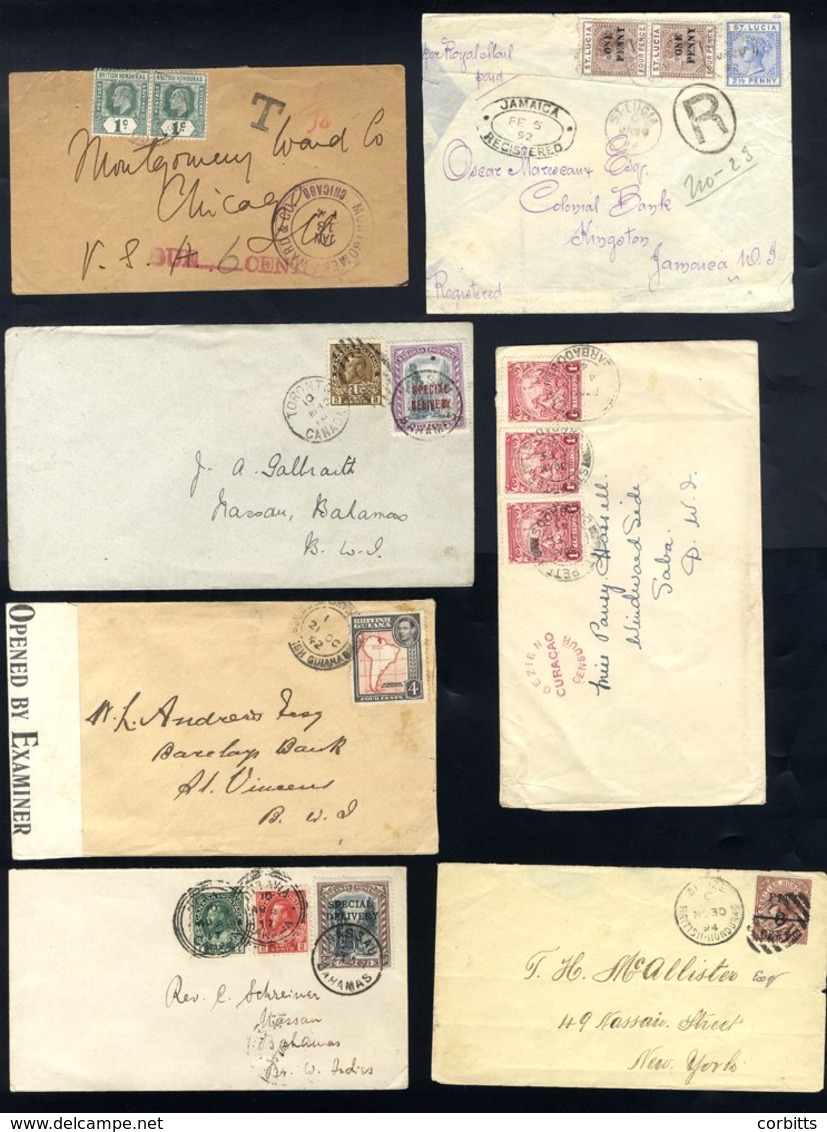 WEST INDIES 1892-1951 Mixed Lot Of Covers (12) Incl. British Honduras 1894 Cover To The USA, & Taxed 1912 Cover, Two Cov - Other & Unclassified