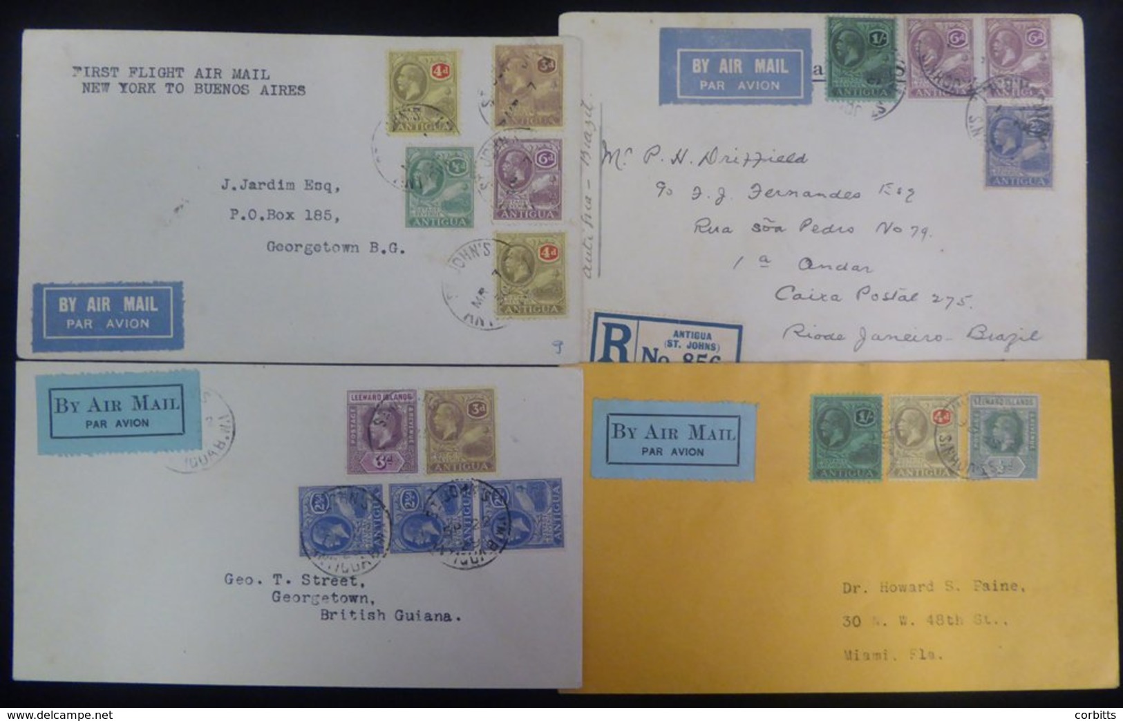 1929-30 First Flight Covers (4) From 1929 PAA St. Johns - Georgetown (only 50 Flown), Another For St. Johns - Miami, 193 - Autres & Non Classés