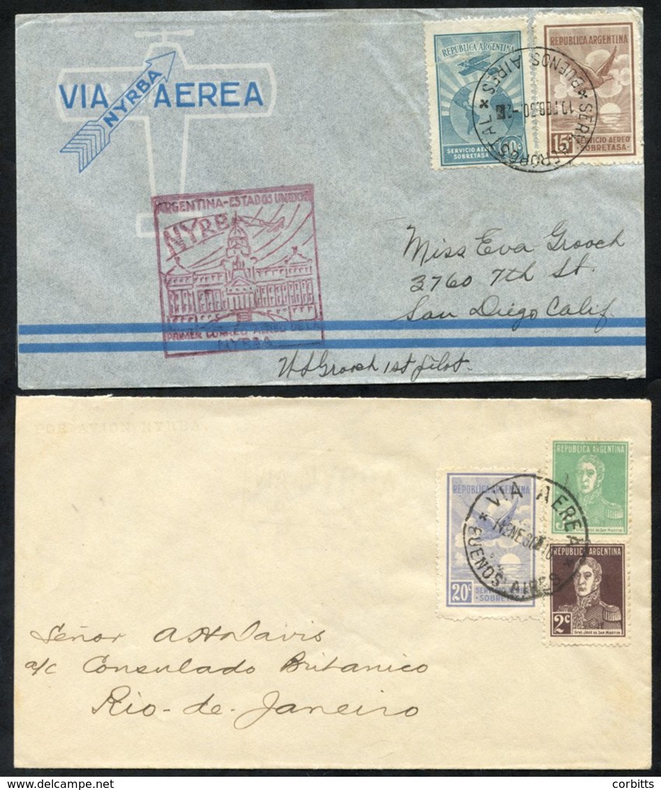 1930 Jan 15th NYRBA First Flight Cover Buenos Aires - Rio De Janeiro, 1930 Feb 19th NYRBA First Flight Buenos Aires - Mi - Other & Unclassified