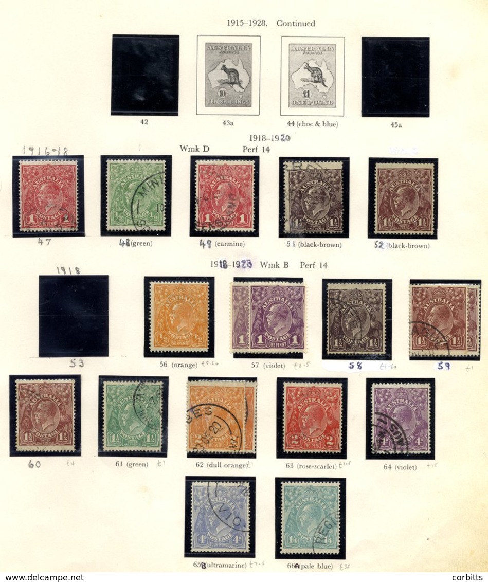 1913-70 M & U Collection Housed In A Printed Album Incl. A Few Roos, A Good Range Of KGV Heads With Vals To ¼d - Both M  - Other & Unclassified
