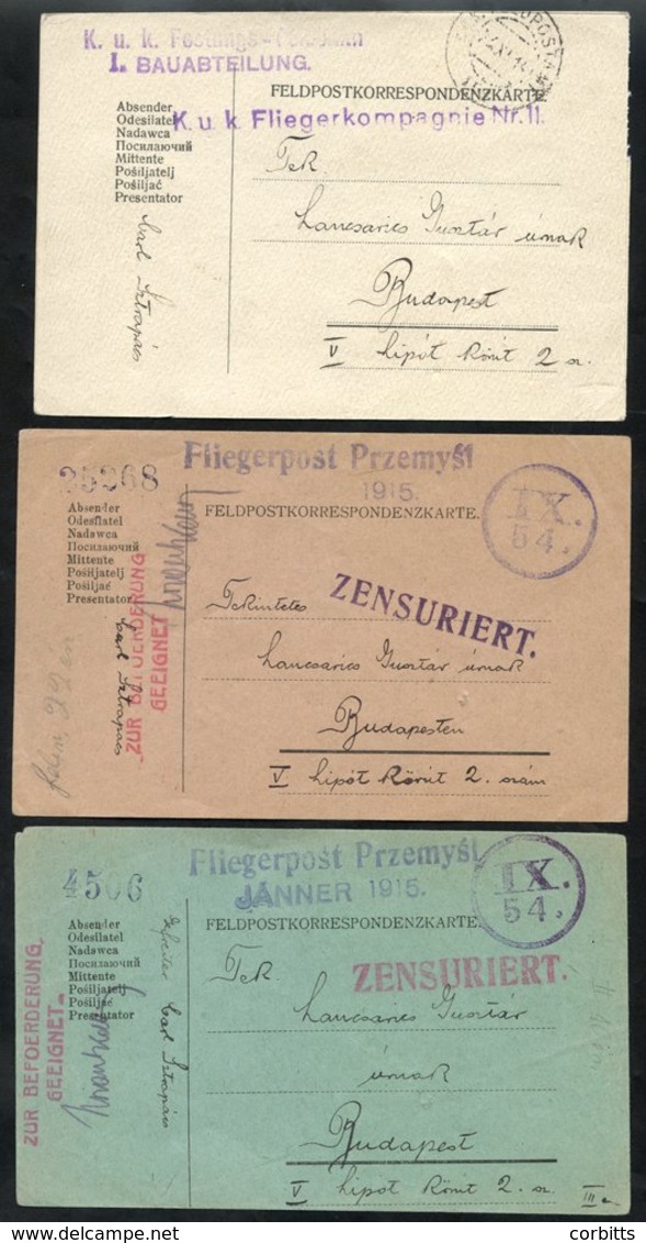 1914 Przemysl Siege Mail Nov 1914 - Feb 1915 Second Flight Landing At Krakow 31.11.14 Card On To Budapest Bears S/line F - Altri & Non Classificati